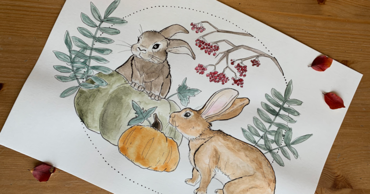 Kaninchen im Herbst