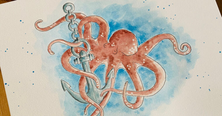Anker mit Kraken