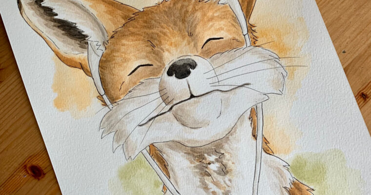 Fuchs mit Kopfhörern