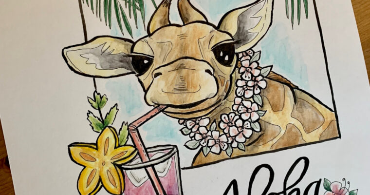Aloha – Giraffe im Urlaub